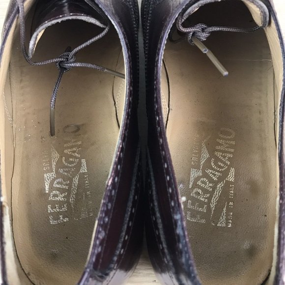 Salvatore Ferragamo Firenze Wingtip Oxford Shoes Red Brown Men’s Size 9 D - Picture 12 of 13